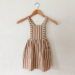 Wonder Nation Cream & Brown Stripe Overall Dress